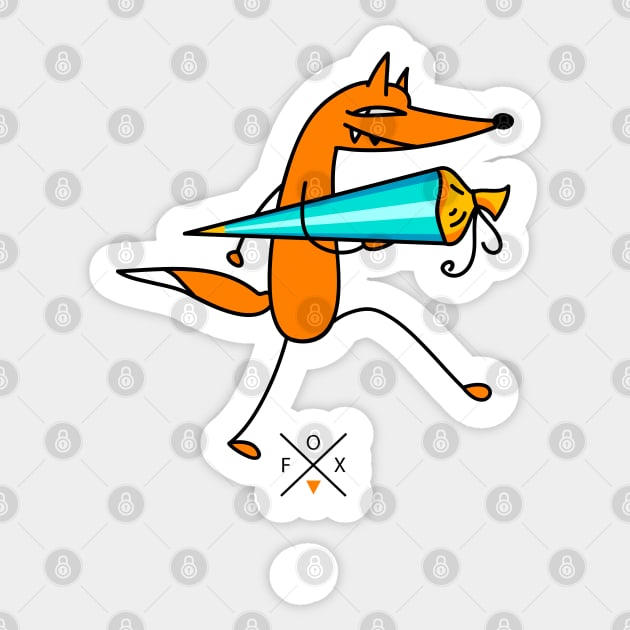 Fox with a sugar bag Sticker by spontania